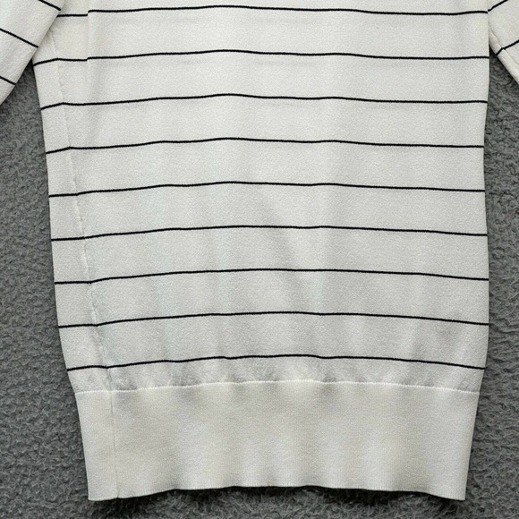 White House Black Market Women Blouse White Striped Beaded Long Sleeve Size XS - Picture 4 of 12